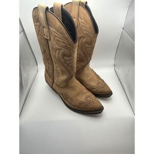 Tan Leather Western Cowboy Boots Pointed Toe RB890 Womens 6W